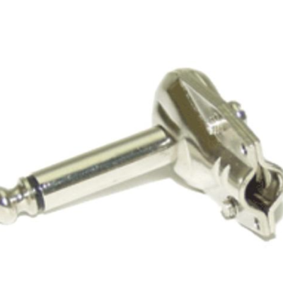 Conector jack metálico prata ângulo direito