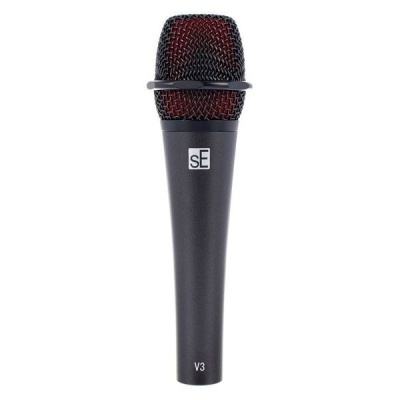 Microfone sE Electronics V3 preto com grelha vermelha
