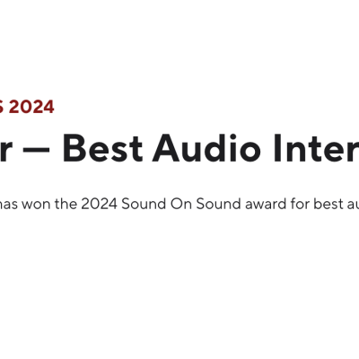Texto sobre prémio SOS AWARDS 2024 para Best Audio Interface