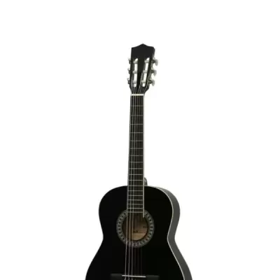 Guitarra clássica acústica preta com cordas metálicas