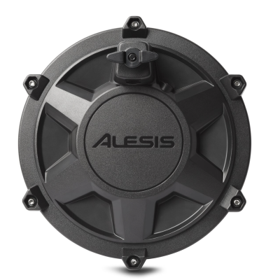 Alto-falante preto circular com logótipo ALESIS