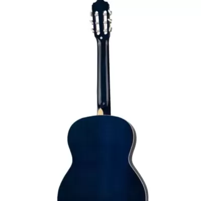 Guitarra clássica azul escuro vista de trás