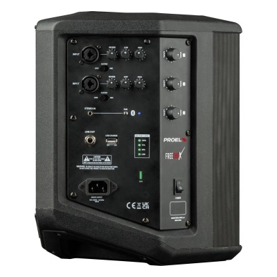 Coluna de som preta PROEL FREEONEX com painel de controlo