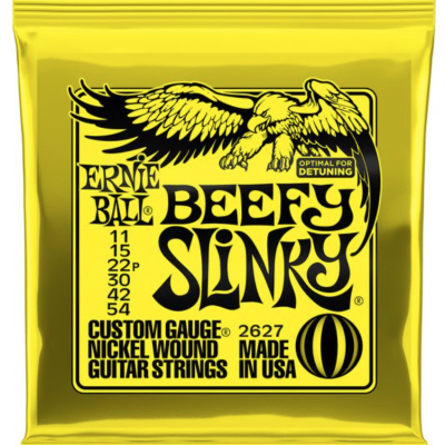 Pacote amarelo de cordas de guitarra Ernie Ball Beefy Slinky