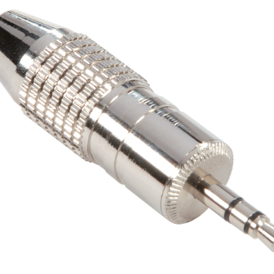 Conector áudio metálico mini jack 3,5 mm prateado