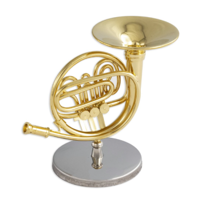 Trompa francesa dourada com base redonda prata