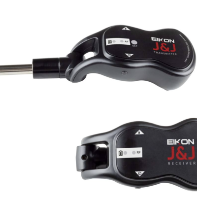 Conjunto transmissor e recetor EIKON J&J preto para áudio com conector jack