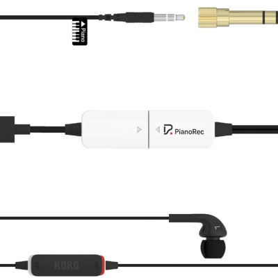 Auriculares com fios pretos e adaptador Planettek branco com cabo USB-C e ficha áudio dourada