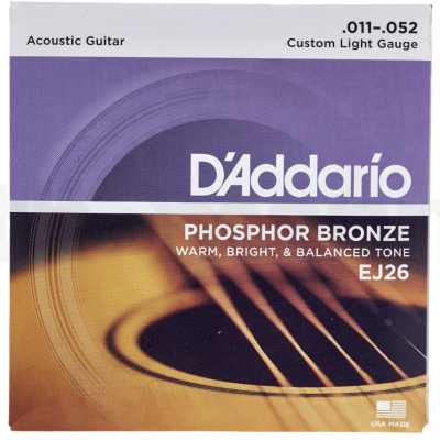 Embalagem de cordas para guitarra acústica DAddario Phosphor Bronze