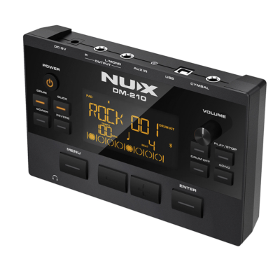 Pedaleira digital para guitarra NUX DM-2 Pro preta com ecrã amarelado e botões