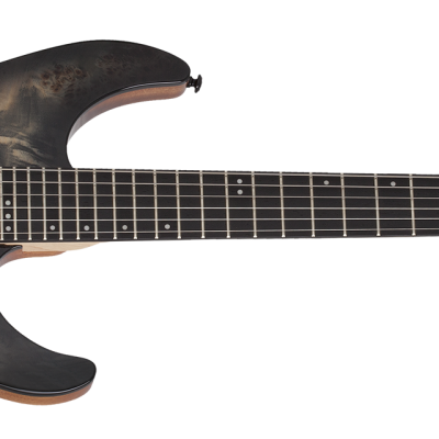 Guitarra elétrica em madeira com acabamento mate castanho e seis cordas