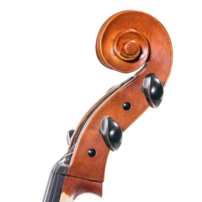 Espelho e cravelhas de violino em madeira castanha polida