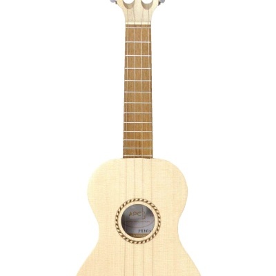 Violão de madeira clara com cordas e etiqueta interior