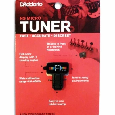 Afinador NS Micro DAddario para guitarra, embalagem vermelha