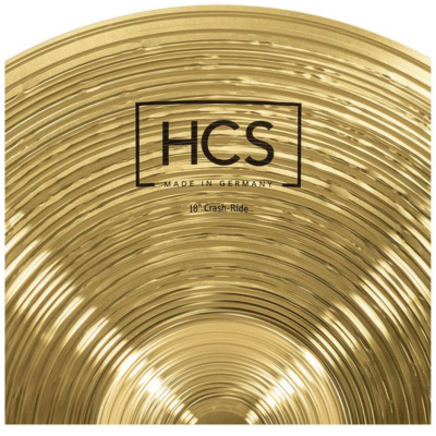 Prato de bateria dourado HCS com texto impresso no centro