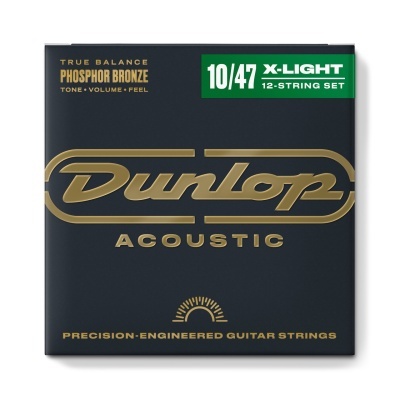 Embalagem de cordas para guitarra acústica Dunlop Phosphor Bronze 10/47 x-light 12 cordas