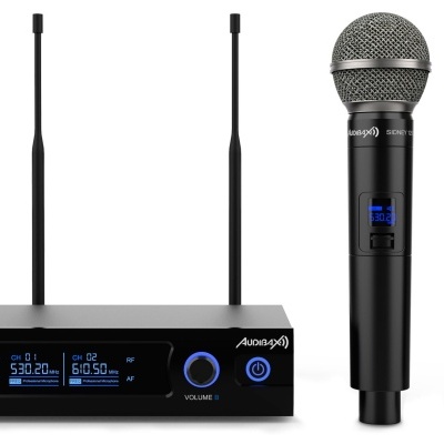 Sistema de microfone sem fios AUDIBAX SIDNEY 1250A com receptor e dois microfones