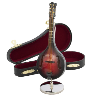 Mandolim vermelho e preto com estojo preto e interior vermelho