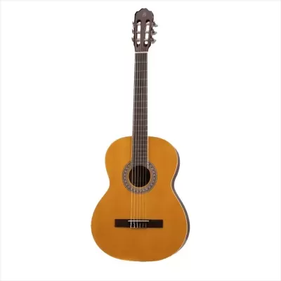 Guitarra clássica de madeira amarelo alaranjado com 6 cordas
