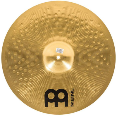 Prato de bateria dourado com marca MEINL