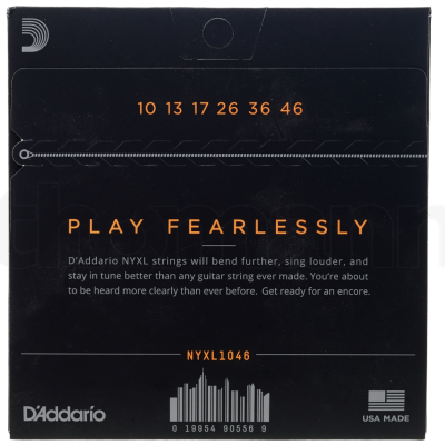 Embalagem preta de cordas de guitarra DAddario NYXL1046