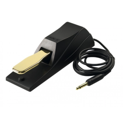 Pedal sustain preto com pedal dourado e cabo com ficha jack
