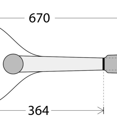 Desenho técnico de guitarra com medidas em milímetros