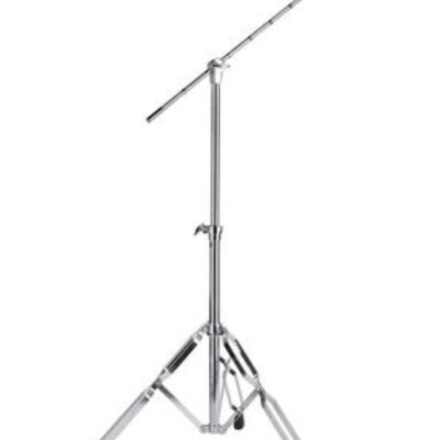 Suporte metálico para microfone com tripé e braço extensor