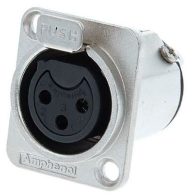 Conector Amphenol metalizado com tampa PUSH e pinos numerados