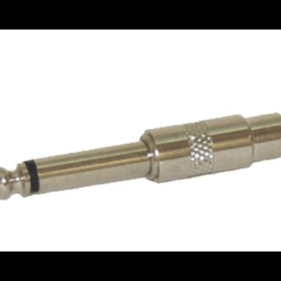 Adaptador áudio metálico prateado com conector 6,35 mm