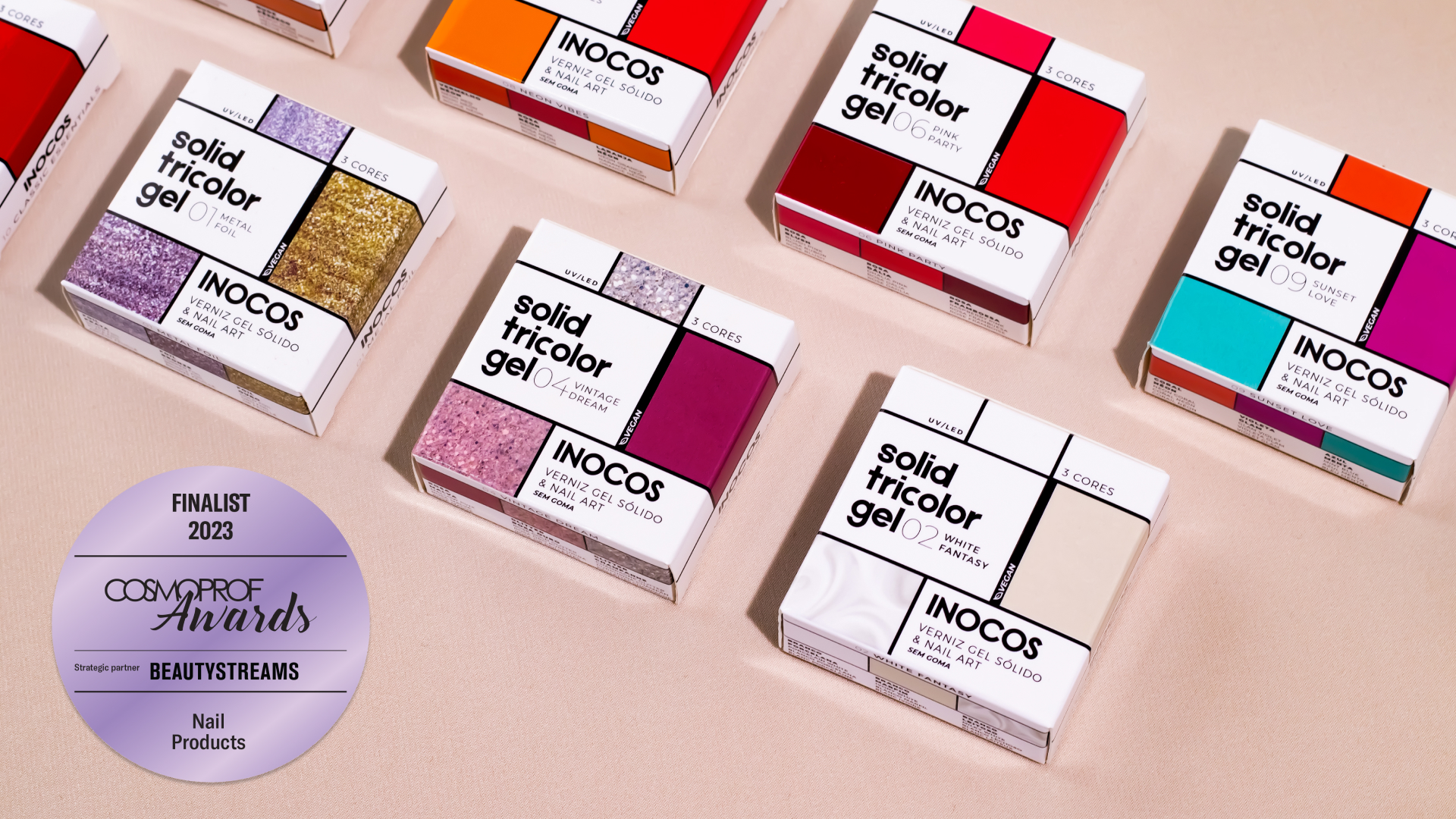 O Solid Tricolor Gel INOCOS foi nomeado finalista da Cosmoprof Awards 2023!