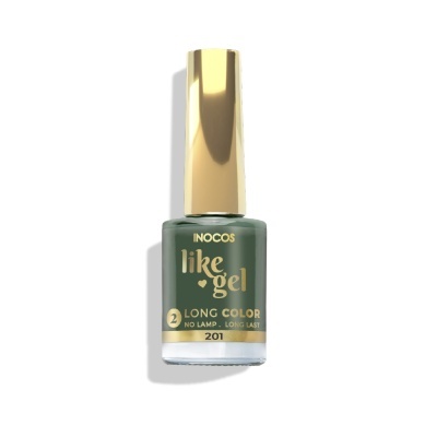 Verniz para unhas Inocos like gel verde musgo com tampa dourada