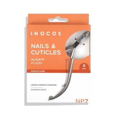 Alicate para cutículas INOCOS Nails & Cuticles em embalagem laranja e branca