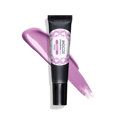 Gel de lábios cor de rosa Inocos em tubo preto e branco