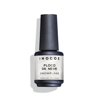 Frasco de verniz gel preto fosco INOCOS FLOC DE NEVE SNOWFLAKE
