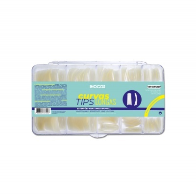 Caixa de unhas postizas curvadas longas brancas INOCOS