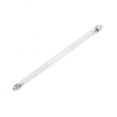 Lâmpada fluorescente tubular de vidro transparente com terminais metálicos