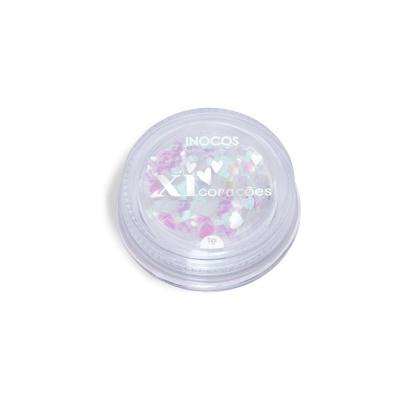 Embalagem redonda com corações decorativos em branco, rosa e lilás