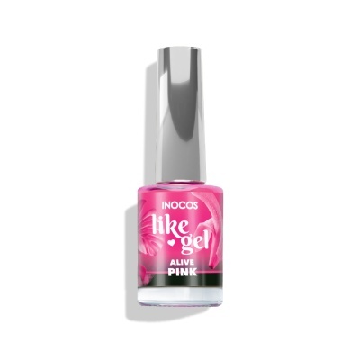 Esmalte de unhas INOCOS like gel cor rosa ALIVE PINK com tampa prateada
