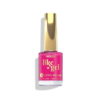 Frasco de verniz de unhas INOCOS like gel rosa com tampa dourada