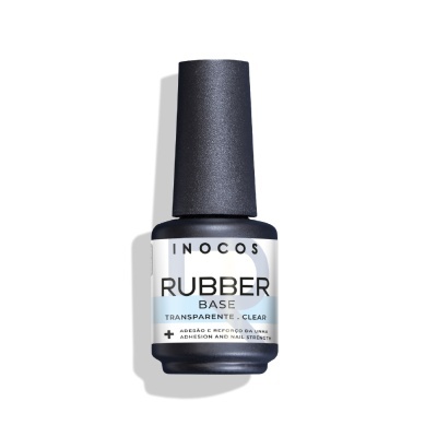 Frasco preto fosco de verniz para unhas da marca INOCOS com rótulo branco