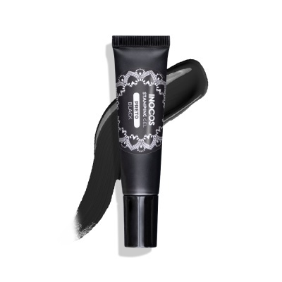 Tubo preto de batom líquido com texto 'INOCOS LIQUID PERFECT BLACK'