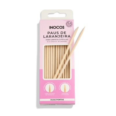 Paus de laranjeira para unhas e cutículas INOCOS em embalagem rosa