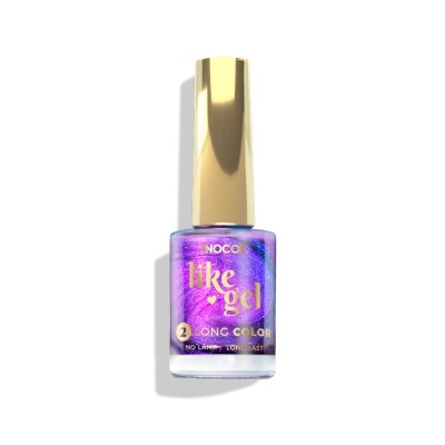 Frasco de verniz para unhas roxo metálico com tampa dourada