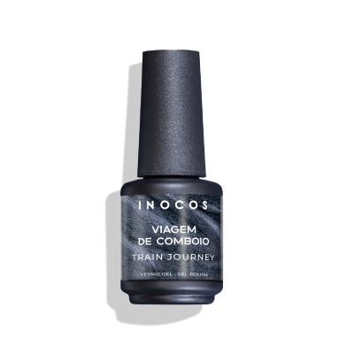 Frasco de verniz gel preto marmoreado com tampa preta fosca
