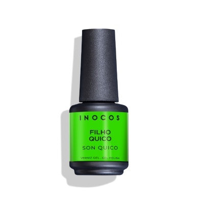 frasco de verniz gel para unhas verde com tampa preta