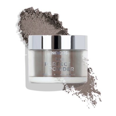Pó solto de maquilhagem INOCOS 3IN1 PERFECT POWDER com embalagem de vidro e tampa prateada