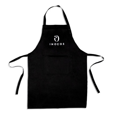 Avental preto com bolso e logotipo INOCOS branco