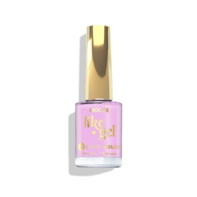 Frasco de verniz de unhas lilás com tampa dourada