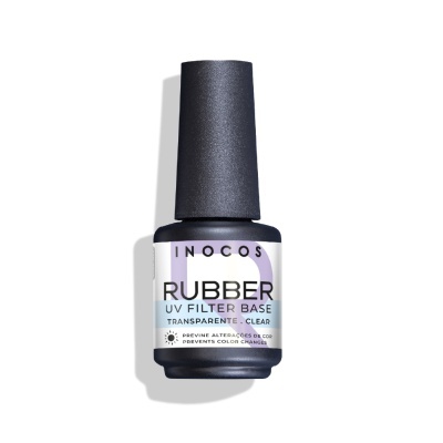 Frasco preto de verniz para unhas INOCOS Rubber UV Filter Base